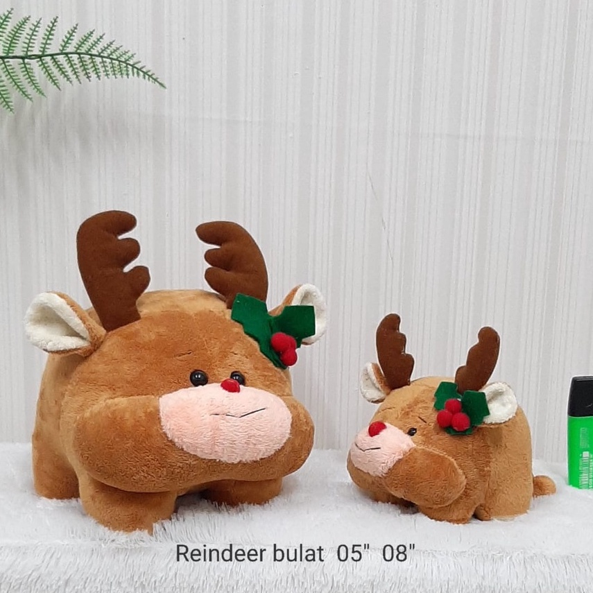 Boneka Natal Reinder bulat 15cm/boneka rusa /boneka christmas/Aksesoris Natal/Kado Natal/Boneka Natal Kecil