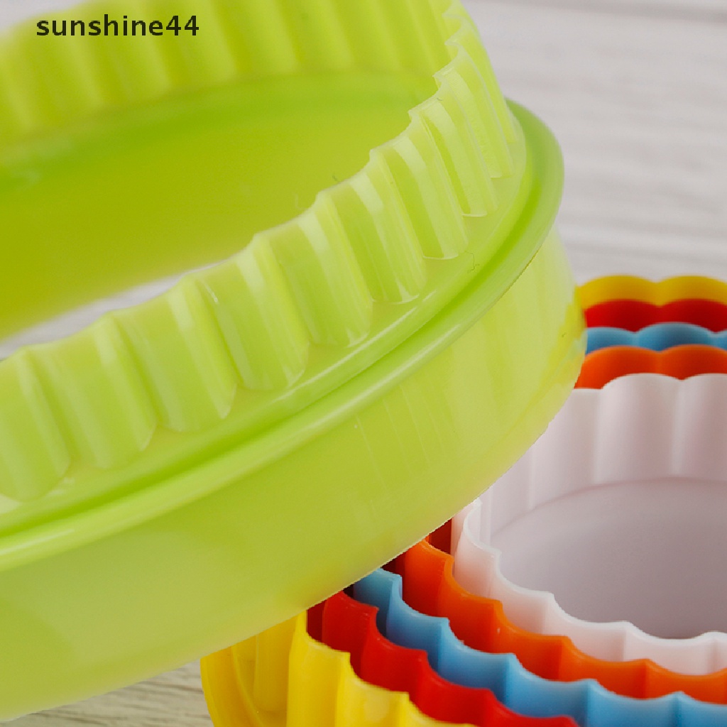 Sunshine 6Pcs Alat Pemotong Adonan Pangsit Bentuk Bunga / Bulat