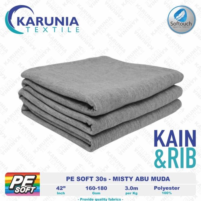PE Soft 30s | Misty Abu Muda | Kain Kaos + Rib | Karunia Textile