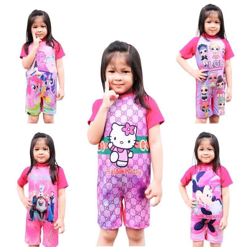 [rumahbayipdg] Baju renang anak swim suit karakter cewe cowok size S&amp;M