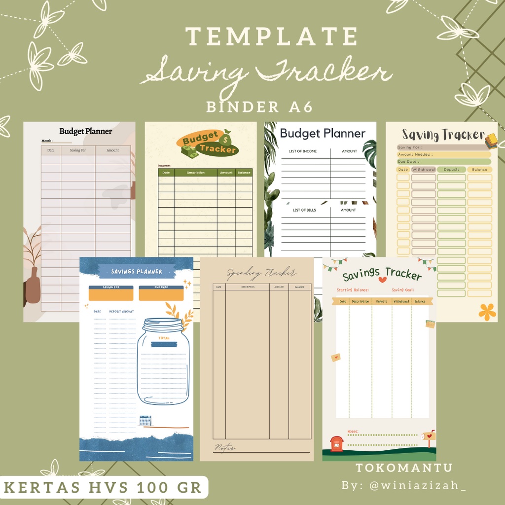 Jual Template Saving Tracker Pelacak Keuangan Budgeting Kertas Binder