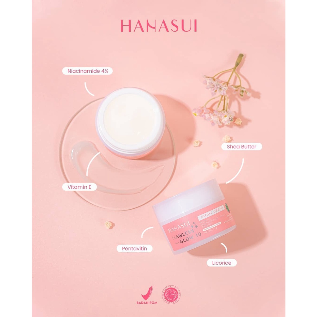 Hanasui Flawless Glow 10 Series | Day Cream Night Cream Cleanser Essence | Paket Flawless Glow 10 Set