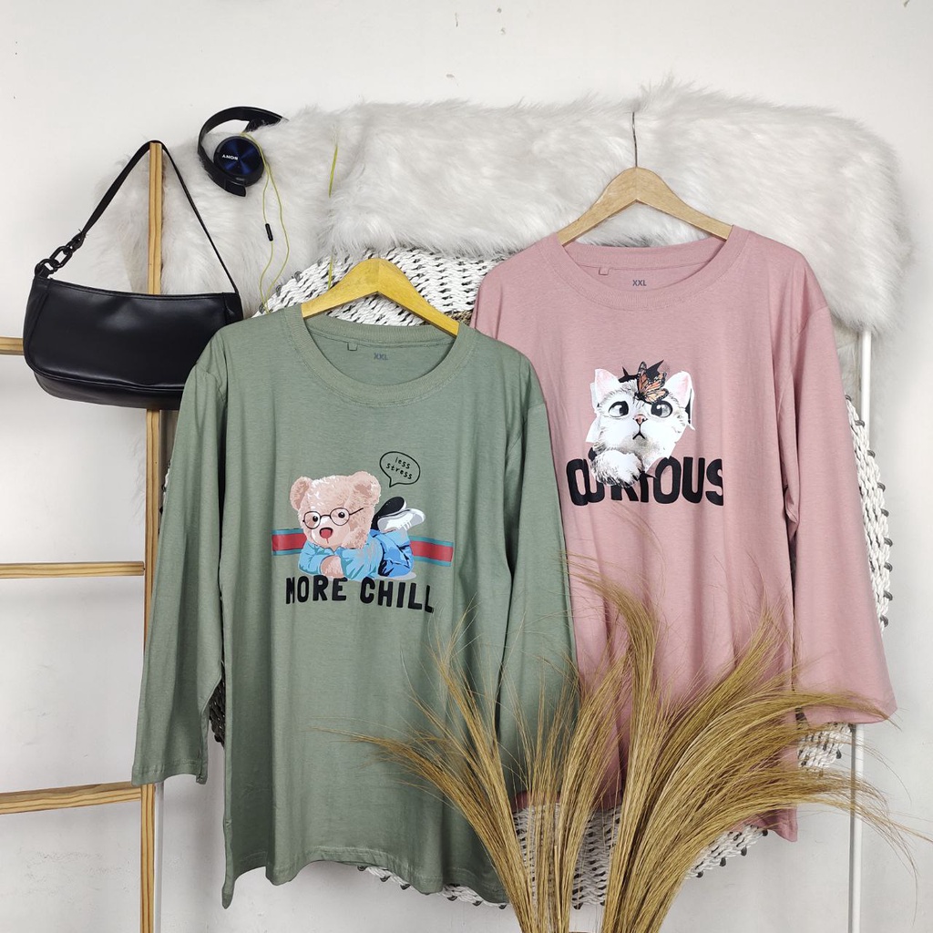 KAOS SUPER JUMBO ATASAN OVERSIZE AESTHETIC OOTD BIGSIZE LD 120 130 140 150 COD