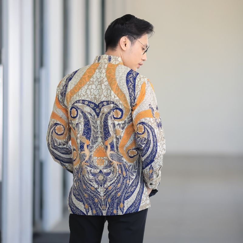 BATIK BOLO DEWO Motif Lanange Jagat Hem Atasan Kemeja Baju Batik Pria Lengan Panjang