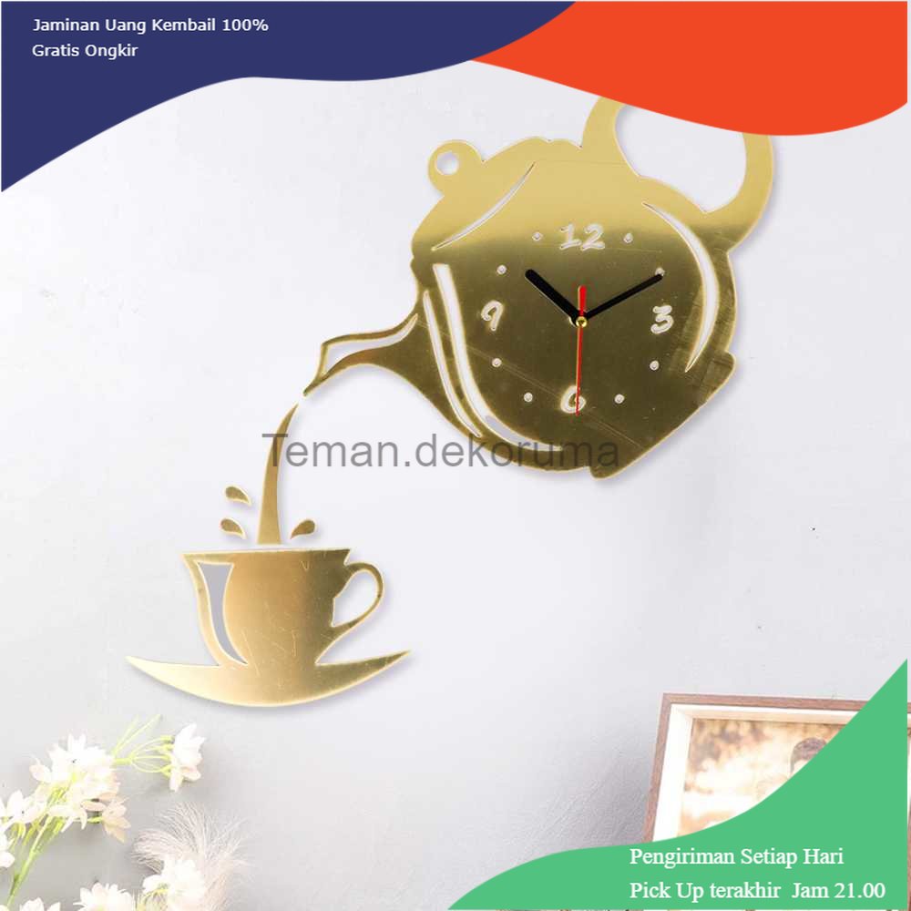 TD - DAP LUMINOVA Jam Dinding Quartz 3D Creative Design Cangkir Teko - JS-10