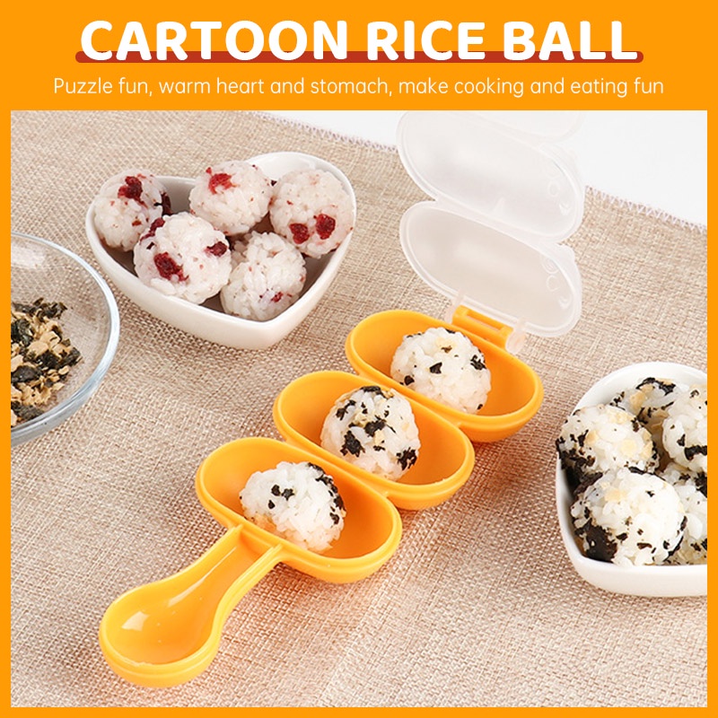 COD❤️Cetakan Nasi Rice Ball Mold Bento Bola Bulat Gulung Plus Centong Rice Ball Shaker Bayi Bento Non-stick Bahan Plastik Untuk Dapur