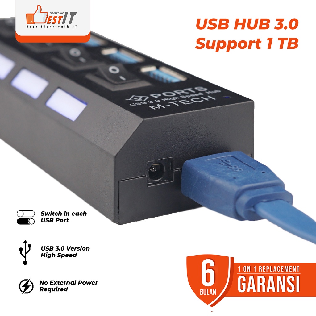 USB Hub Versi 3 4 Port 4 Switch