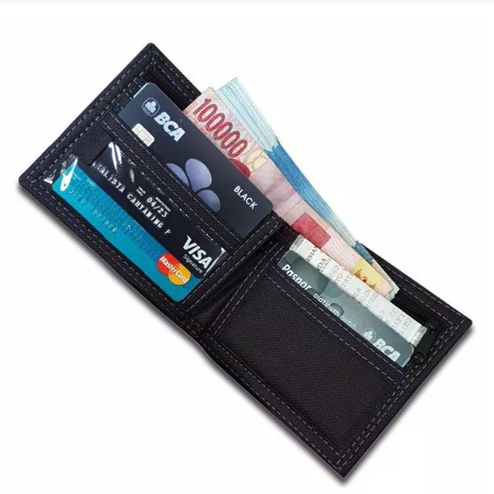 Dompet Kulit Pria Lipat Dua Classic Hitam