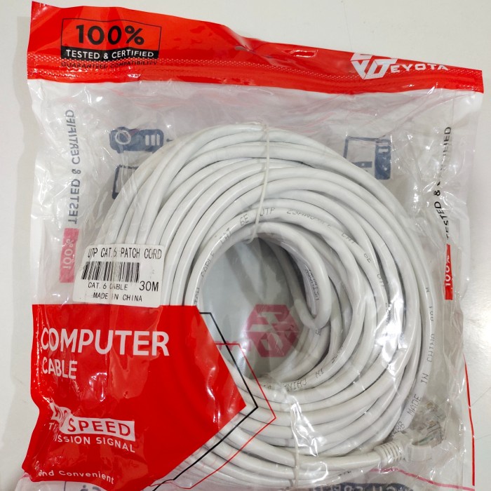 Kabel LAN UTP CAT6 30M+RJ45 EYOTA SIAP PAKAI