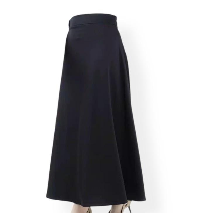 Murah Rok wanita A line Rok panjang polos Line A bahan scuba