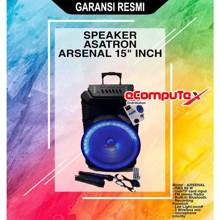 SPEAKER BLUETOOTH PORTABLE ASATRON ARSENAL KARAOKE 15 INCH KOPER GARANSI RESMI