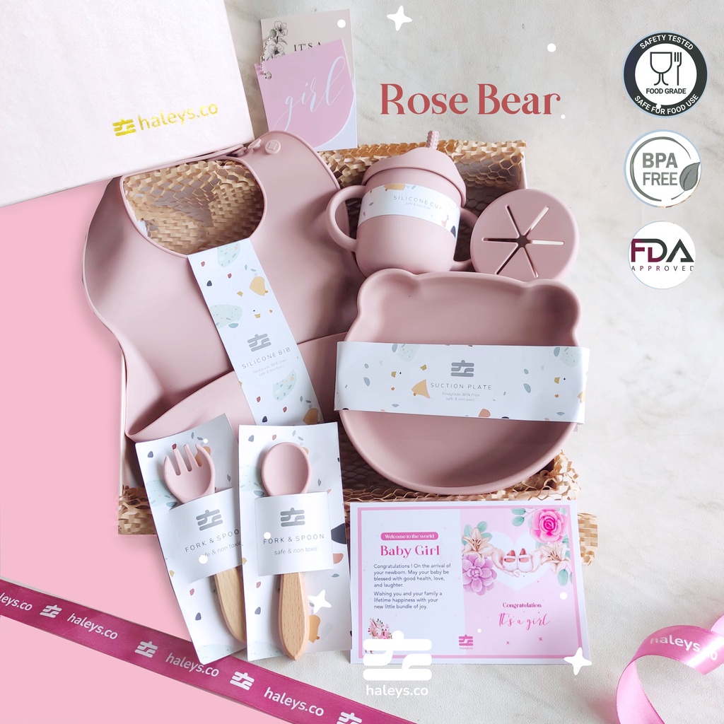 Hampers Bayi Premium | Hampers Alat Makan Premium | SILICONE SUCTION BOWL FEEDING SET SERIES Boy Girl | Kado lahiran | Hampers MPASI | Hadiah Newborn | Haleys.co