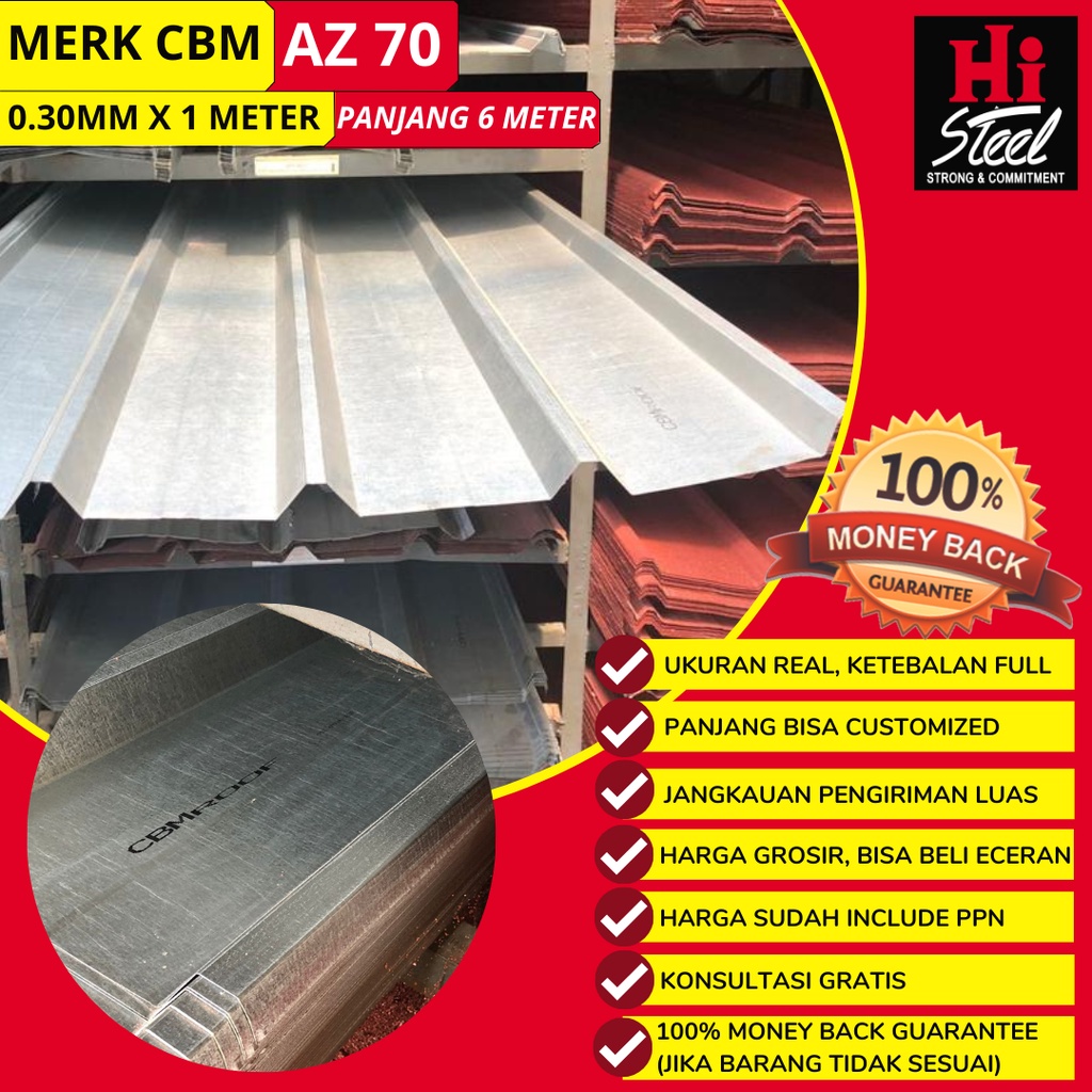 Atap Spandek CBM 0.30mm X 1m X 6m