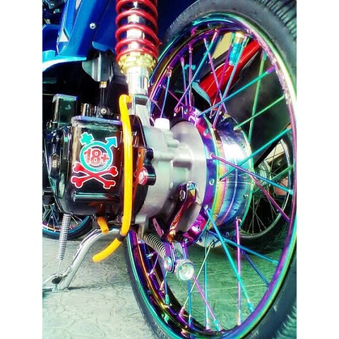 (UNTUK DEPAN+BELAKANG) jari jari pelangi/jari jari rainbow/jari jari twotone 2tone/ruji warna/lidi velg buat motor Universal