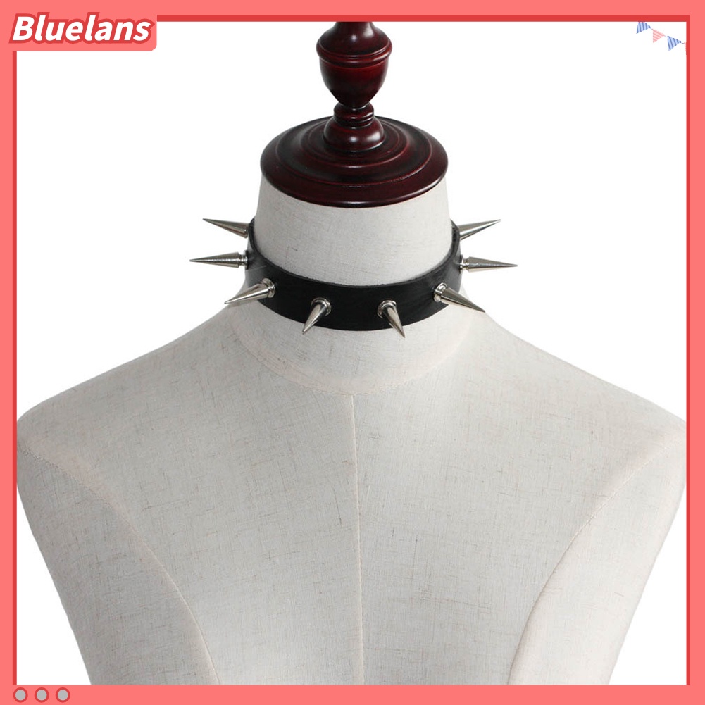 Bluelans Women Fashion Alloy Rivet Spike Faux Leather Choker Short Necklace Punk Jewelry