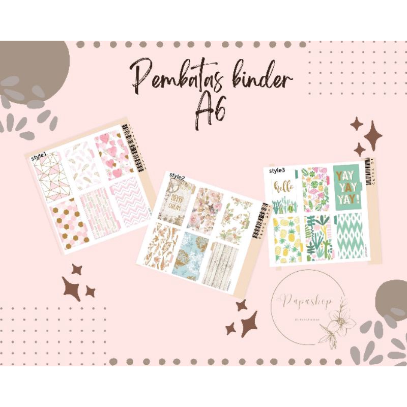 

Pembatas Binder A6 unik lucu warna warni 6 ring