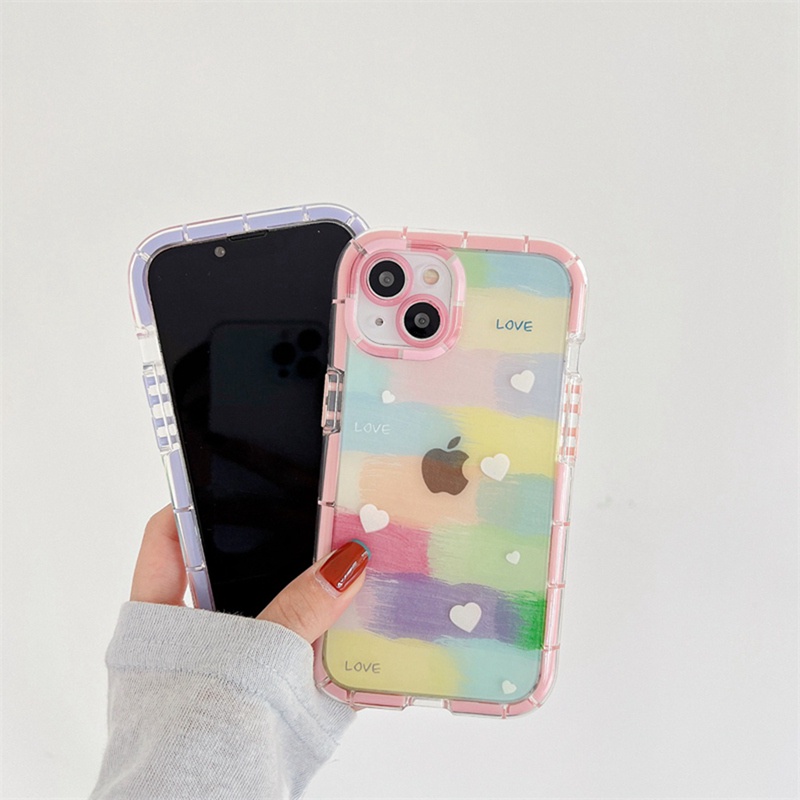 Casing Soft Case Motif Pelangi + Bintang Untuk IPhone Xr Xs Max 11 12 13 14 Pro Max 14 Plus CASING KESING HP IPHONE FOR GIRL