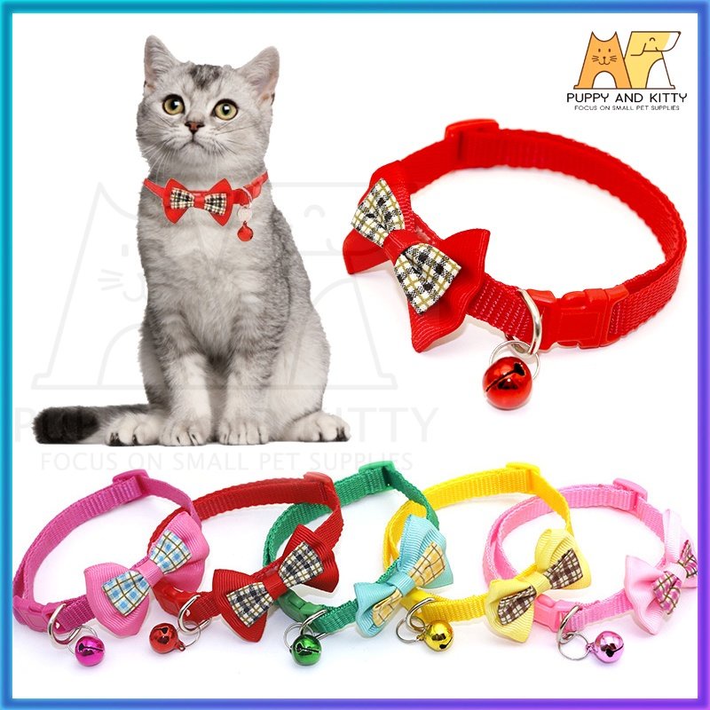 Kalung kucing kalung ikatan kupu-kupu dengan+Lonceng murah Kalung kelinci Kalung Anjing aksesoris hewan peliharaan