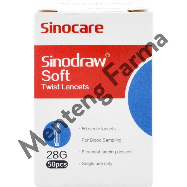 Sinocare Sinodraw Soft Twist Lancet 28G 50 Pcs - Jarum Lancet Steril