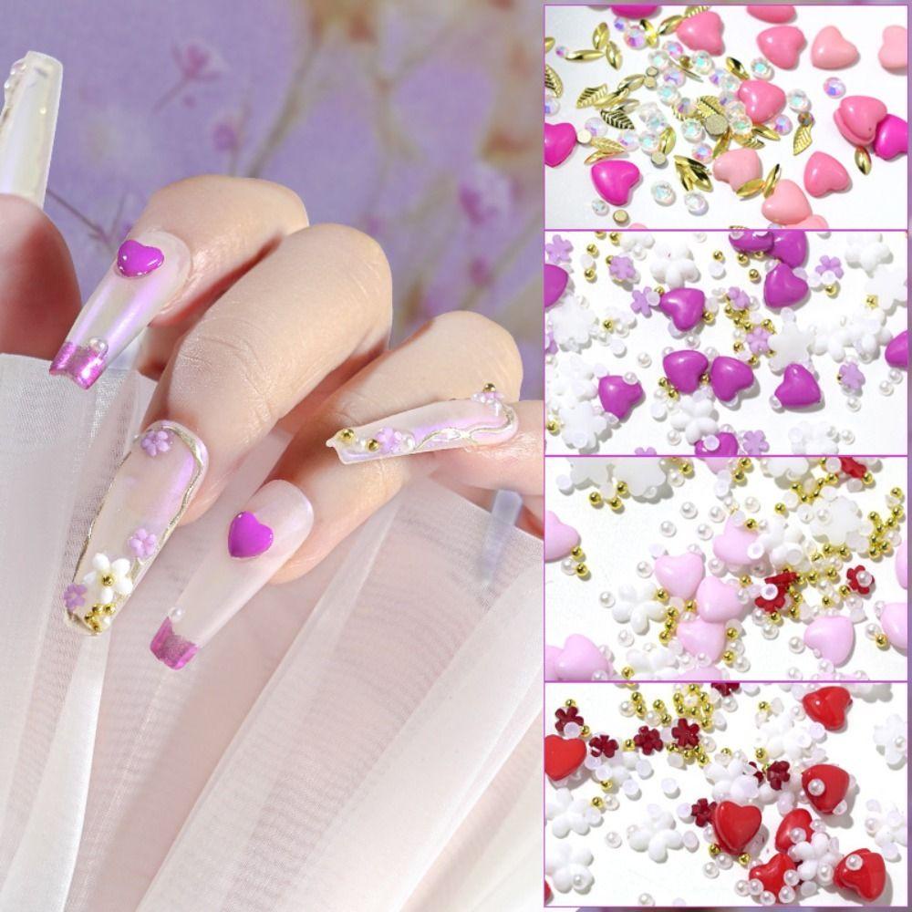 AUGUSTINA Augustina Nail Art Beads 3D Fashion Candy Color Salon Kuku DIY Bahan Kuku Wanita Jepang Perhiasan Kuku