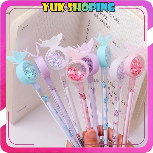 

✧YUKSHOPING✧ Pretty Pena Karakter Payet Gliter Bunny Lucu Black Ink Gel Pulpen Murah Gel Bolpen Gel Pastel Alat Tulis Sekolah Kantor Murah Import S045