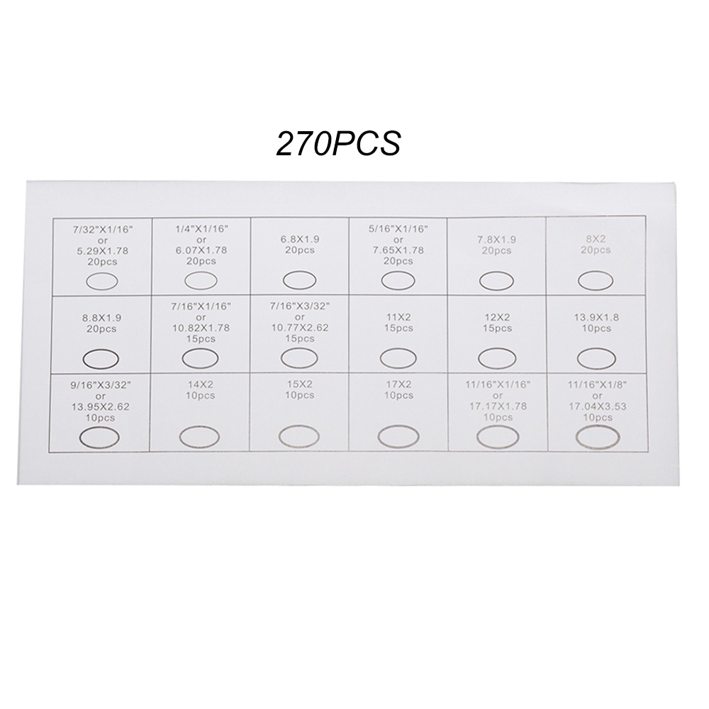 BISA COD!! O-ring Set box Karet Rubber O Ring gasket bolt 270 Pcs - 250 PCS - 200pcs - Karet Rubber O Ring Seal - ring karet seal shealed seel shield - karet seal hidrolik anti bocor - karet HNBR - ring cincin karet mesin - Oring Seal Kit