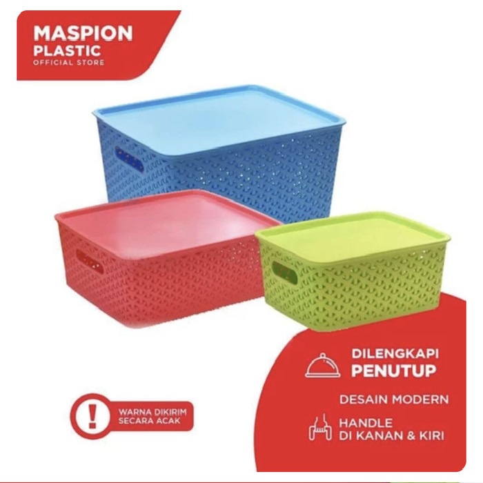 Keranjang Serbaguna Maspion Small,  Medium, Large  + Tutup - Trissa Basket ori