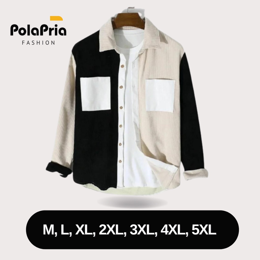 Kemeja Corduroy Hitam Putih