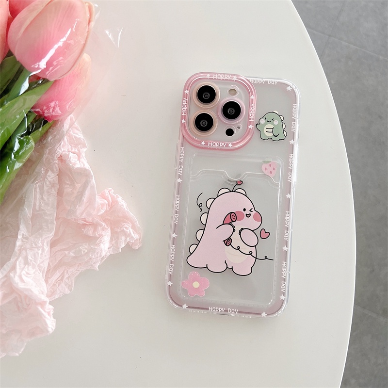 Casing Soft Case TPU Motif Kartun Dinosaurus Untuk IPhone 14 13 11 Pro Max 8 7 Plus X XS XR