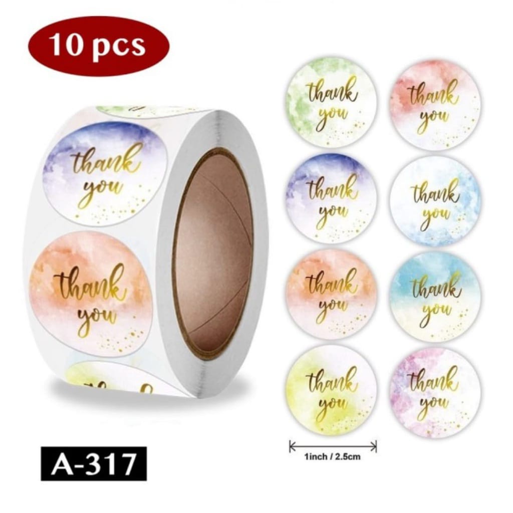 

STICKER THANK YOU 10 PCS MOTIF PASTEL COLOUR