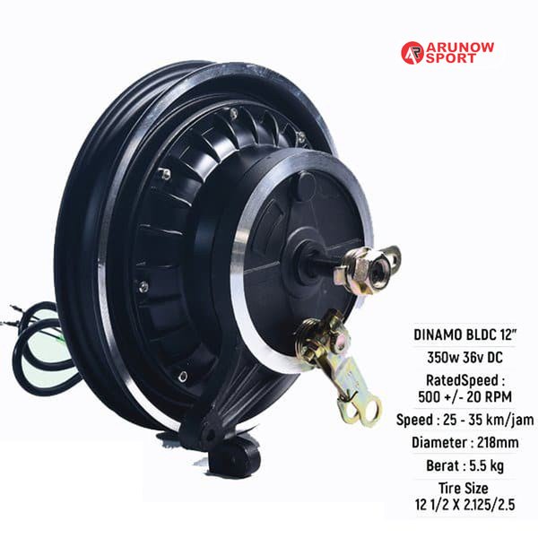 Dinamo Motor BLDC Brushless Skuter Sepeda listrik 36V 350W Velg R12