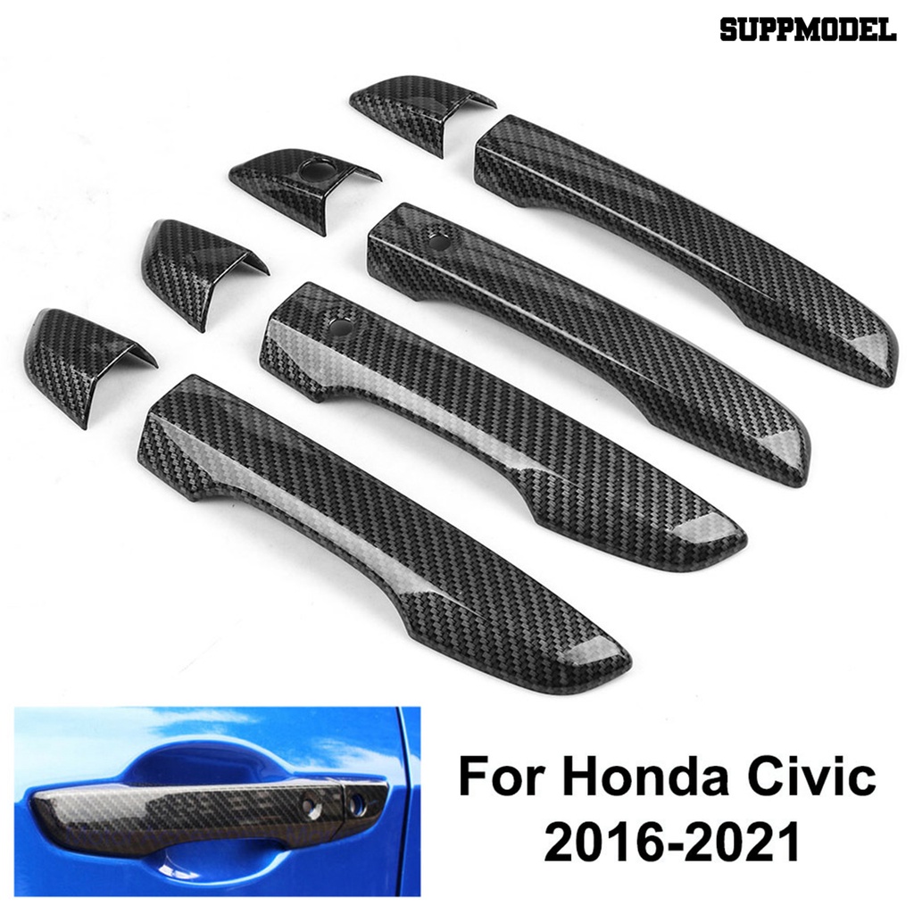 Sm - 8Pcs / Set Cover Trim Handle Pintu Mobil Bahan Carbon Fiber Untuk Honda Civic 2016-2021