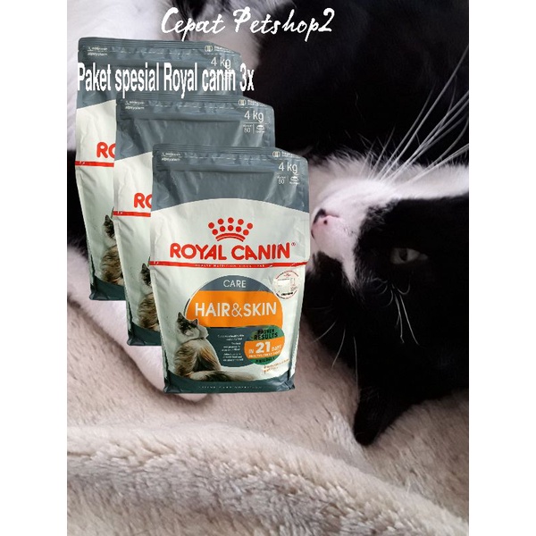 Grab/Gojek only promo Royal Canin hair n skin 4kg Freshpack - Rc hair n skin - paket 3x makanan kucing rc hair n skin