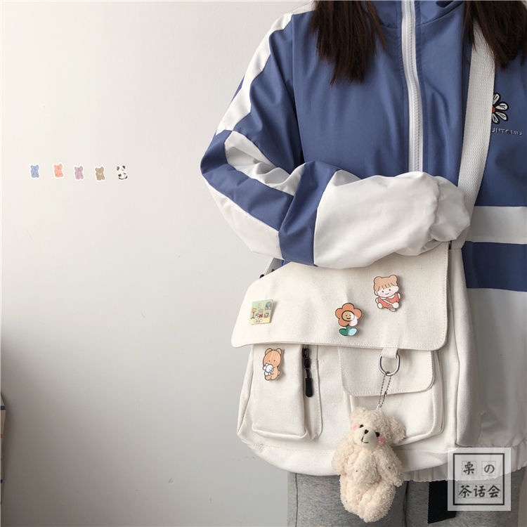 ◎Harajuku Jepang Lucu Vintage Gadis Messenger Tas Ulzzang Versi Korea Ins Mahasiswa Tas Kanvas Wanita Messenger Bag