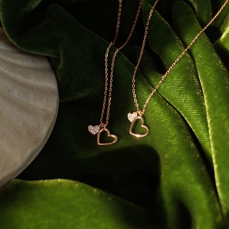 Mhang Kalung Rantai Sterling Silver 925 Liontin Hati Hias Zircon Untuk Wanita