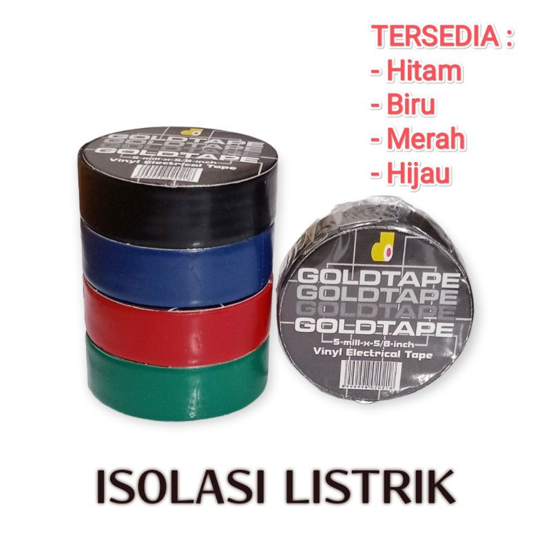 Isolasi Listrik GOLDTAPE Hitam 5mm Panjang 5 Yard - Electrical Tape Solasi Penutup Sambungan Kabel Isolator Anti Nyetrum Lakban Vynil