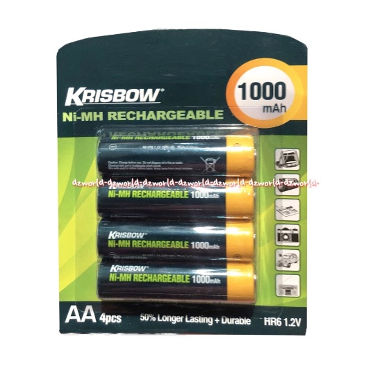 Krisbow Ni MH Rechargeable 1000AH Baterai AA 4Pcs Batrai Bisa Di Charge Ulang Dipakai Berkali Kali A2 Battery AA