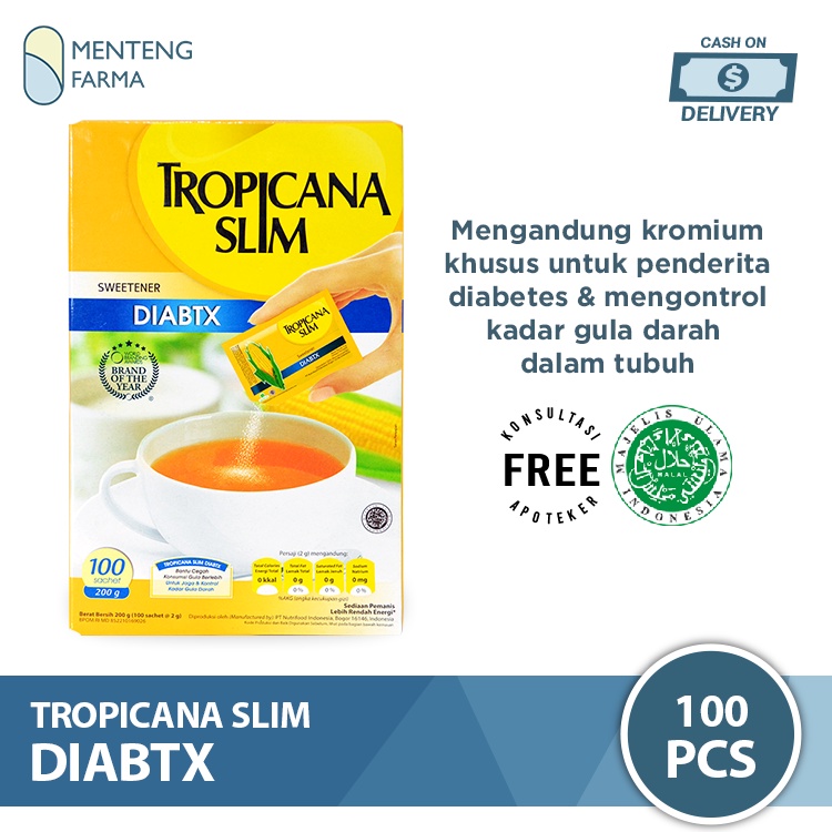Tropicana Slim DIABTX 100 Sachet - Pemanis Alami Diabetes Bebas Kalori
