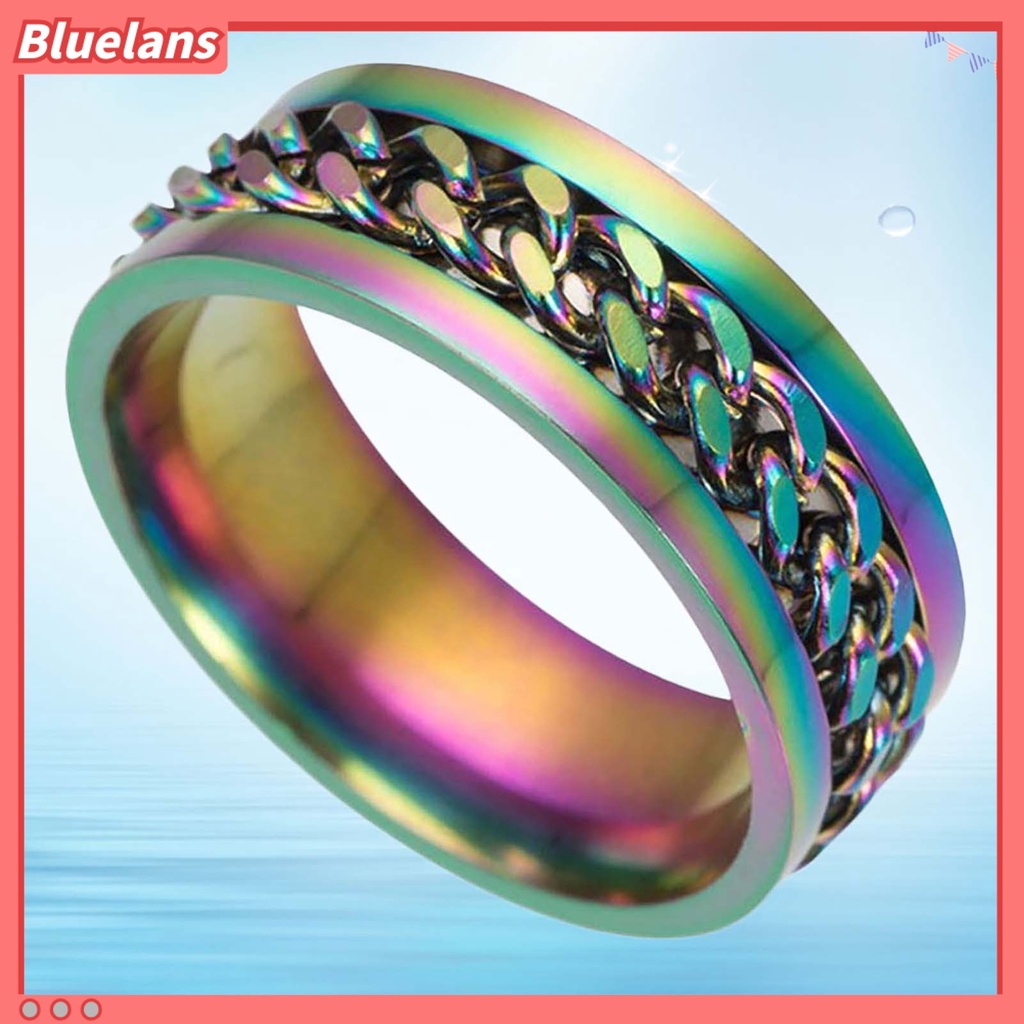 Bluelans Chain Rotatable Chain Glittering Jewelry Gift Men Finger Ring