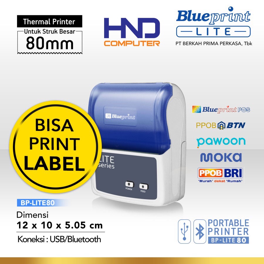 Portable Printer Thermal Label 80 BLUEPRINT BP LITE80 USB + Bluetooth