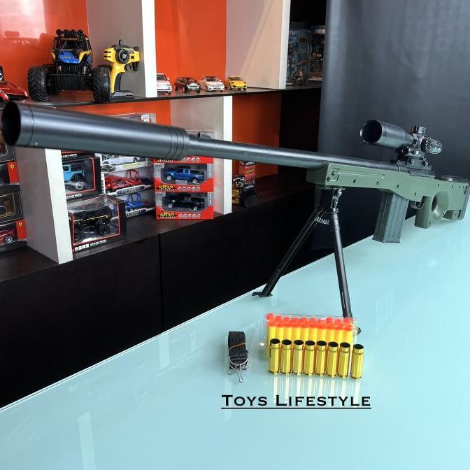 Mainan Tembakan Model Nerf Soft Bullet Awm L96 Shell Ejecting System By Eastern