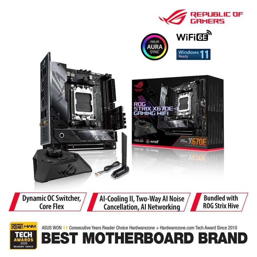 ASUS ROG Strix X670E-I Gaming WiFi AMD Ryzen™ AM5 ITX Motherboard
