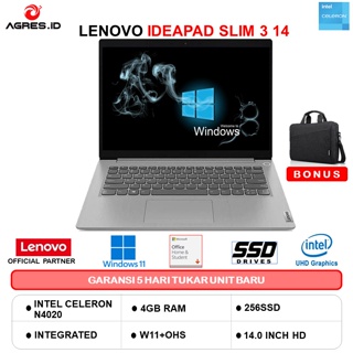 LENOVO IDEAPAD SLIM 3i 14 N4020 4GB 256SSD W11+OHS 14.0 2YR PREM GRY -A4ID