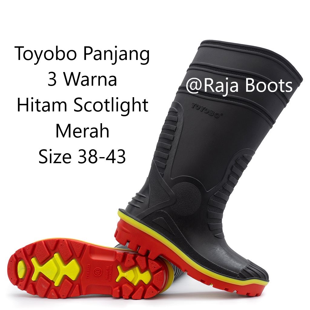 Toyobo Boot Panjang 3 Warna Termurah 8833 Hitam Scotlight Merah