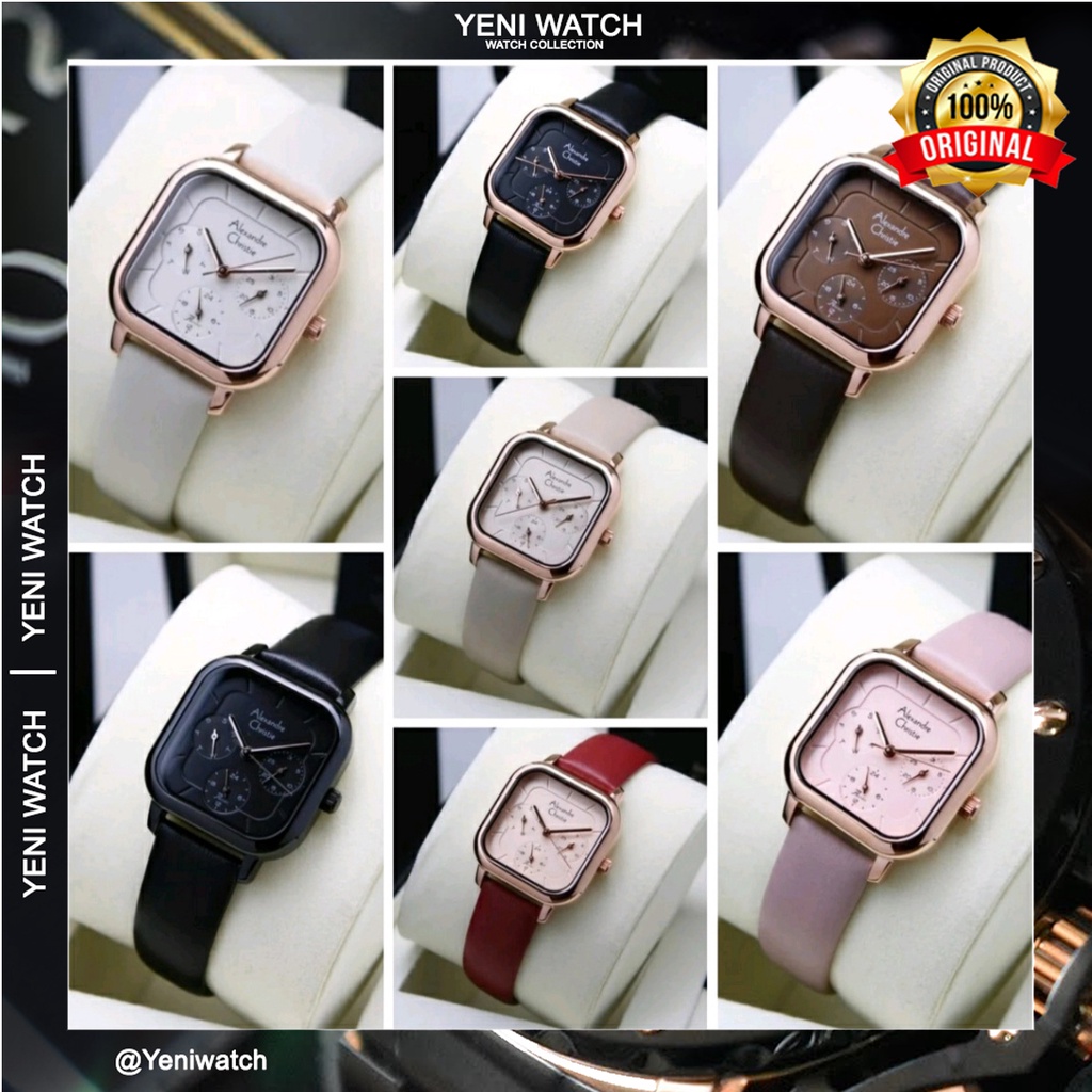 Alexandre Christie Ac 2A14 Jam Tangan Wanita Kulit Original Garansi Resmi 1 Tahun