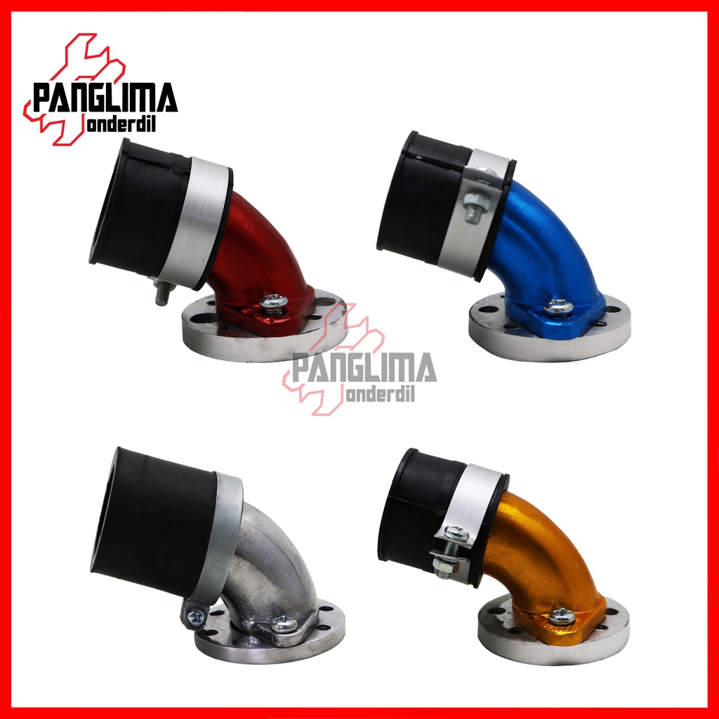Insulator Putar Universal Honda-Ymh-Szk-PE 24-26-28 Merah-Biru-Emas-Chrome Manipul-Intake-Manifold-Intek-Leher Angsa Mutar-Miring Variasi
