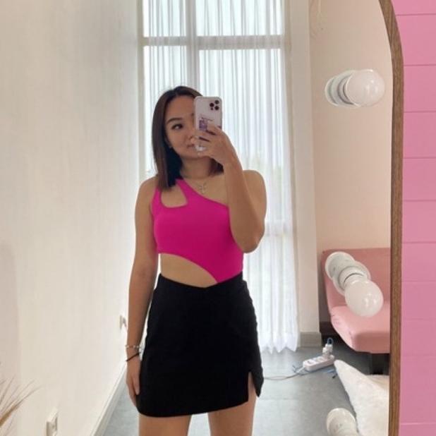 ERC072- TMBM - DEBORA SWIMSUIT SWIMWEAR BODYSUIT PINK NEON MERAH MUDA FVGDF68496D