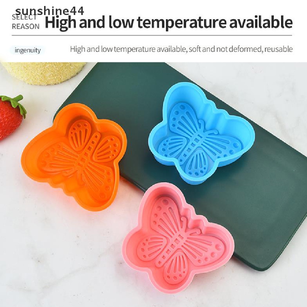 Sunshine 4Pcs Cetakan Kue / Cupcake Bentuk Kupu-Kupu Bahan Silikon