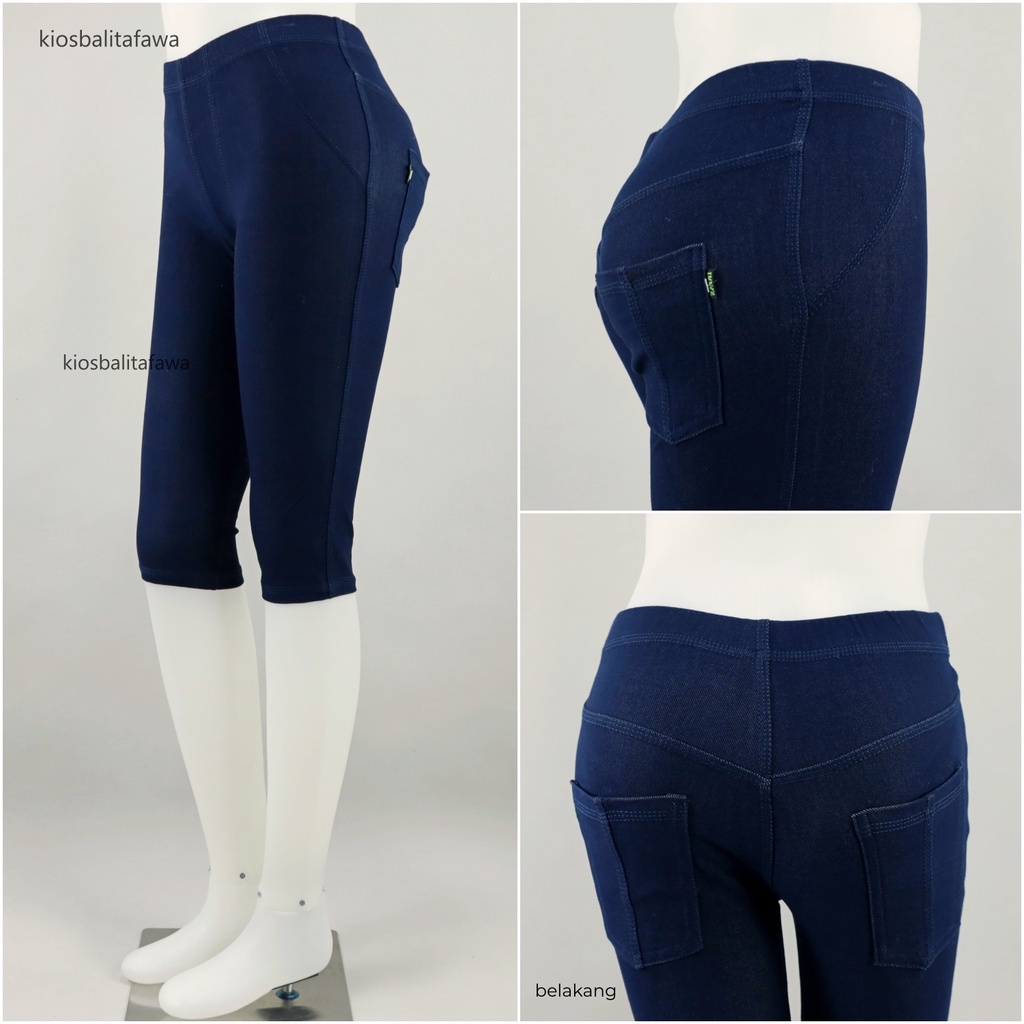 Jegging Laudya JUMBO fit to XXL / PREMIUM Panjang 3/4 Polos Pendek Import Denim Semi Jeans Tebal