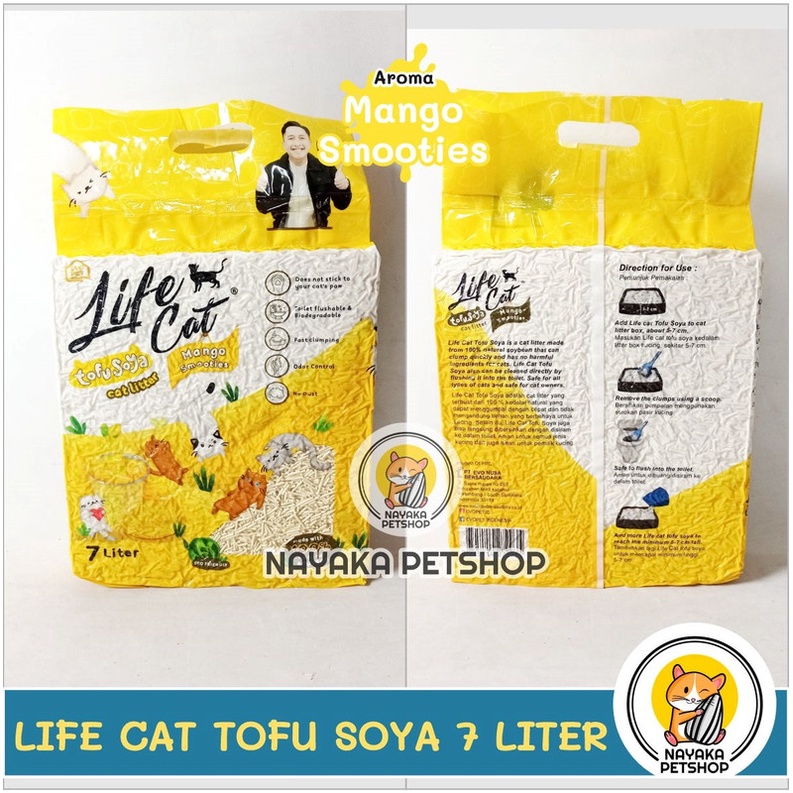 Pasir Kucing Gumpal Life Cat Tofu Soya 7 Liter 2,5 Kg Cat Litter Organic Pengganti Zeolit Wangi Pup Kencing Kotoran Hewan Lifecat Tofusoya Kedelai Organik